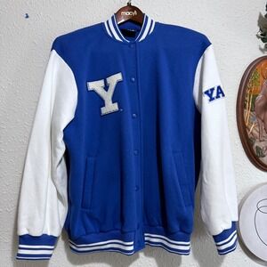 Licensed Yale University Letterman Varsity XL men's Jacket Royal Blue White logo